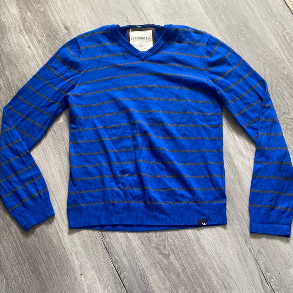 Aeropostale Classic V-Neck Blue Sweater